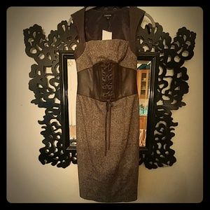 Bebe Tweed Dress with Leather trim sz 2